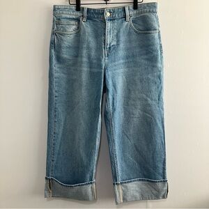 Talbots Straight Ankle Cuff Jeans Medium Wash Mid Rise Size 12P